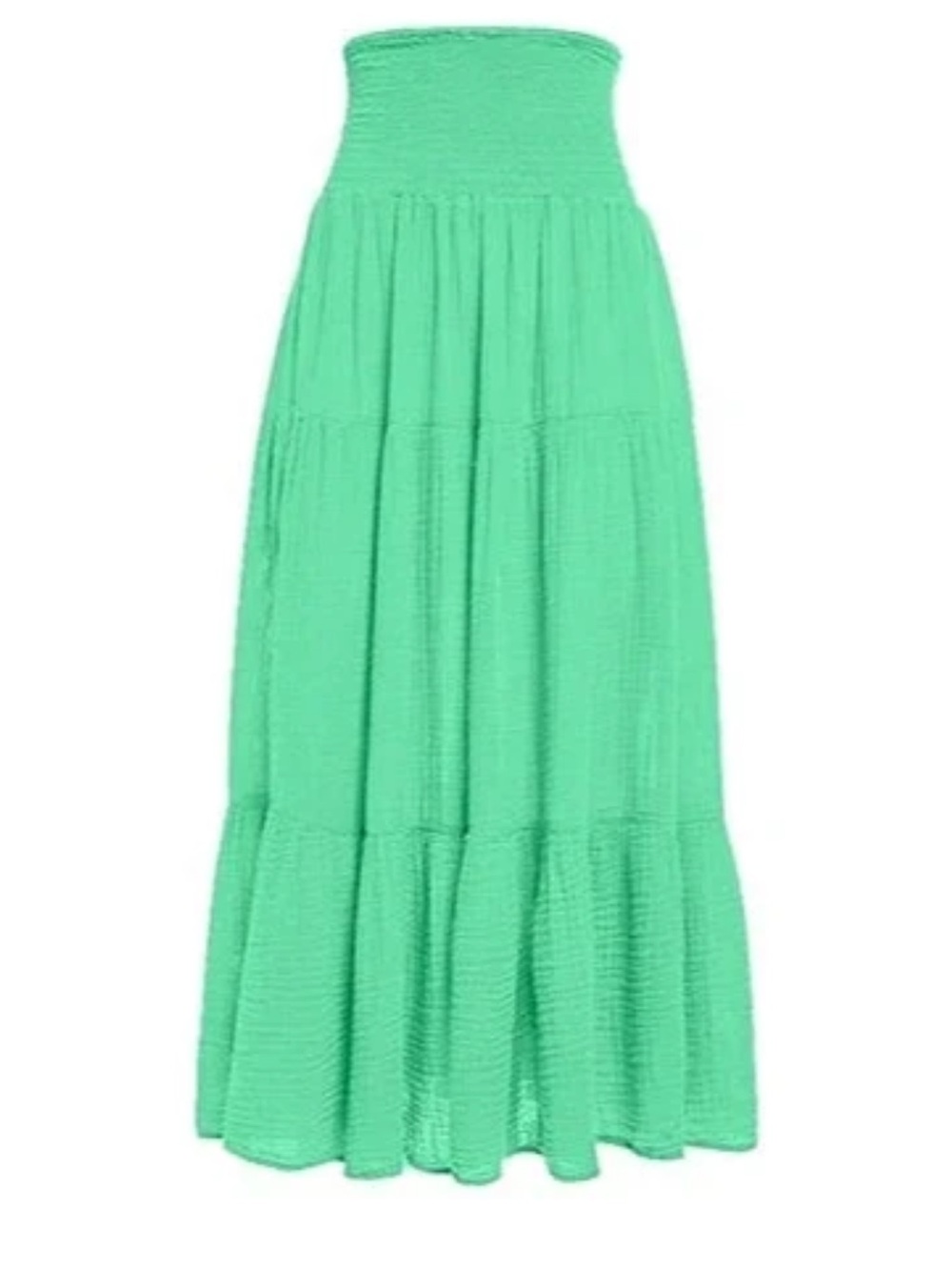 Felicite Cotton Gauze Green Smocked Maxi Skirt